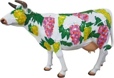 Image de Figure Design Coloré Statue Peinte Vache Sculpture Décoration 147x210m Jardin Statues Nouveau