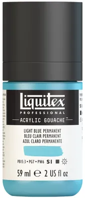 Produktbild von Liquitex 2059770 Professional Acryl Gouache - Hellblau Permanent , 59ml Flasche, matt - Acrylfarbe mit Gouache Eigenschaften, Hochdeckend, Wasserfest & Lichtecht – Acrylic Gouach - 59ml