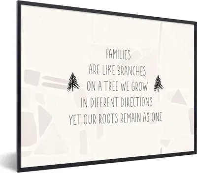 Produktbild von MuchoWow® Gerahmtes Poster Zitate - Familien sind wie Äste - Sprichwörter 40x30 cm - Poster mit Schwarzem Bilderrahmen Wandposter Rahmen Foto Bilder - Kunstposter - Wanddekorationen