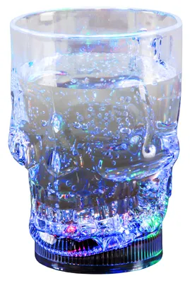 Produktbild von Led Cocktailglas 350 ml Kunststoff Totenkopf Becher Farbwechsel bunt Batterie Bar Led Trinkglas beleuchtet leuchtendes Glas Leuchtglas Partyglas