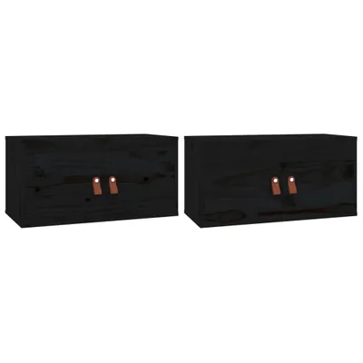 Obrázek produktu pro vidaXL Nástěnné skříňky 2 ks černé 60x30x30 cm Borovicový masiv