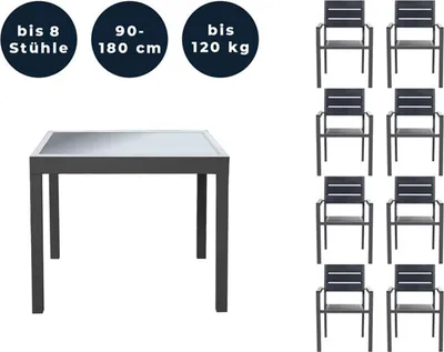 Produktbild von HOME DELUXE - Gartentisch ausziehbar - Verano - ca. 90(180) x90x75 cm - inkl. Zubehör