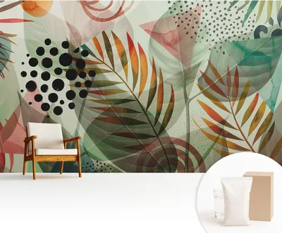 Zdjęcie produktu dla Fototapeta samoprzylepna – 416 x 254 cm – tapeta – tapeta ścienna – obrazy ścienne – folia samoprzylepna – folia dekoracyjna – tapeta foliowa – ściana – dekoracja – salon – abstrakcyjne liście