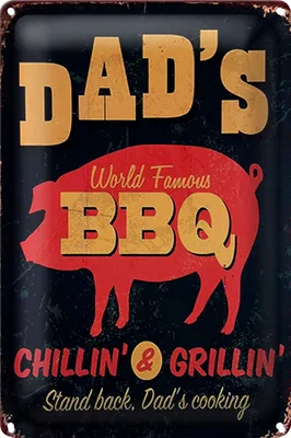 Produktbild von Blechschild Spruch 20x30cm Dad´s world famous BBQ grillin