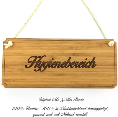 Produktbild von Mr. & Mrs. Panda Infotafel Hygienebereich - Geschenk, Shabby, Türschild, Schild, Wegweiser, Landhaus, Werbeschild, Graviert, Hinweisschild, Holz, Geschenkidee