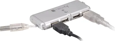 Zdjęcie produktu dla Techly IUSB2-HUB599TY, USB 2.0, USB 2.0, 480 Mbit/s, Szary, Plastik, 0,055 m