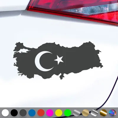 Produktbild von PantherPixel Türkei Aufkleber Wappen Umriss Flagge Fahne Türkiye Sticker Auto Geschenkidee Farbe Dunkelgrau