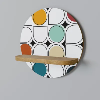 Produktbild von SPACEREBELS Wandregal Holz - dekoratives Hängeregal - Schweberegal für Wohnzimmer - Regalbrett Kinderzimmer Schlafzimmer - Rundes Regal für Wände - 34 x 34 Eiche Riva Finish