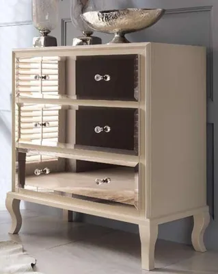 Immagine prodotto di Casa Padrino cassettiera neoclassica con 3 cassetti specchiati color crema 100 x 50 x h. 103 cm - qualità lusso