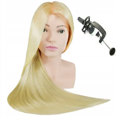 Obrázok produktu pre Hlavní tréninková hlava s poprsím Ula 80 cm blond, termické vlasy + držák, kadeřnická pročesávací hlava, cvičební hlava