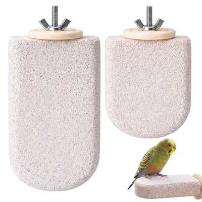 Productafbeelding van 2 Stuks Vogelzitstangen van Mineralsteen voor Vogelkooi