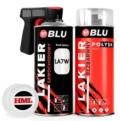 Zdjęcie produktu dla Lakier baza + klar spray LA7W srebrny reflexsilver bezbarwny do VW BLU