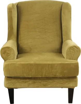 Produktbild von Ohrensessel Sofa Schonbezug Samt Plüsch High Stretch Cover Rutschfester Möbelschutz, Gelb