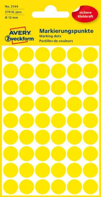 Immagine prodotto di Avery Zweckform® 3144 3144 Punti marcatore - Ø 12 mm, 5 fogli/270 etichette, giallo