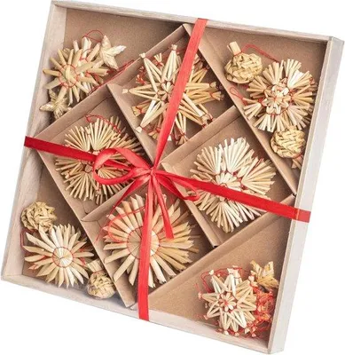 Produktbild von Weihnachtsschmuck 40 Strohsterne 10 Designs Dekoration