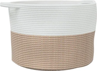 Image de Panier à linge marron et blanc Ø55x36 cm coton