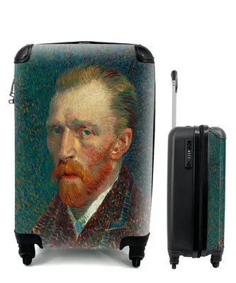 Produktbild von MuchoWow® Koffer Handgepäck Trolley Rollkoffer Kleine Reisekoffer mit 4 Rollen - Selbstporträt - Vincent van Gogh - Cabin Size < 55x40x23 cm & 55x40x20 cm - Fotokoffer - Kabinenkoffer - Boardgepäck - Reise-Box - Reisekoffer - Reisegepäck - Koffer mit Bild - Trolley für Kinder