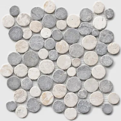 Produktbild von 1 Marmor Naturstein Mosaikfliese CO-008 Stein rund Coin Bodenfliesen Fliesen Lager Verkauf Stein-Mosaik Herne NRW