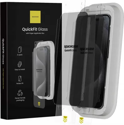Zdjęcie produktu dla 2x Szkło prywatyzujące z aplikatorem SPACECASE QuickFit Privacy Glass do iPhone 15 Pro Max