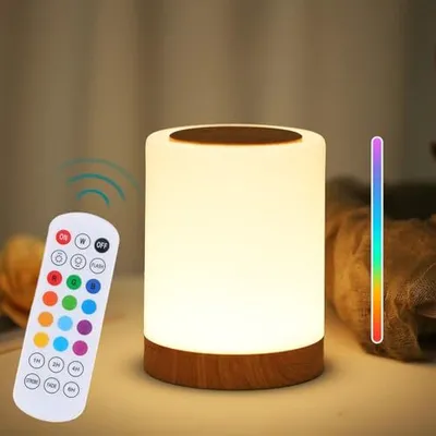 Produktbild von Nachtlampe Nachtlicht Touch Dimmable 13 Farben 3 Modi, LED -Tisch USB wiederaufladbare Fernbedienung, drahtlose Timer und Speicherfunktion, Schlafzimm