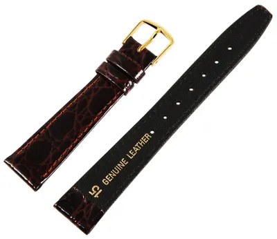 Produktbild von Echtleder-Uhrenarmband, dunkelbraun, Krokooptik, 13 mm - 16 mm