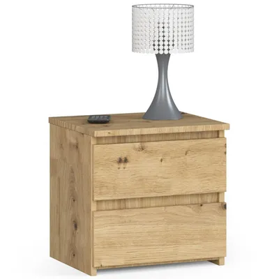 Produktbild von Nachttisch – Beistelltisch – Nachtschrank – 2 Schubladen – Artisan Eiche – 40 x 40 x 35 cm – Praktischer Nachttisch mit 2 Schubladen