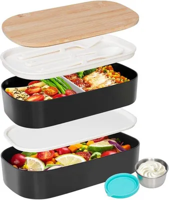 Immagine prodotto di Azomor: pratico contenitore per il pranzo con scomparti e posate integrate, ideale per quando si è in viaggio