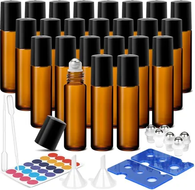 Obrázok produktu pre 10 ml esenciálnych olejov, sklenené valčeky, sada 24 kusov