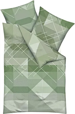 Produktbild von JACK by Kaeppel Fein Biber Wende Bettwäsche 2 tlg. 135x200cm Linear Oliv Grün Farbverlauf Streifen Offwhite