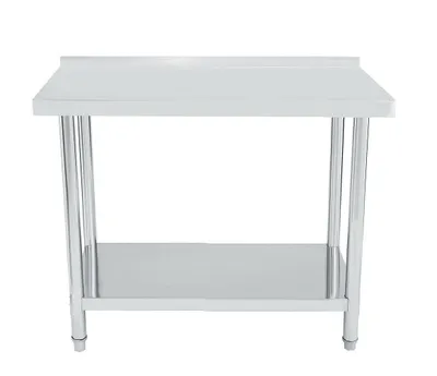 Produktbild von Bc-elec - WT2448B Kuchyňský pracovní stůl se zadní deskou Nastavitelné nohy Gastronomie Gastro Nerezový stůl Kuchyňský stůl 120x60cm Nerezová ocel