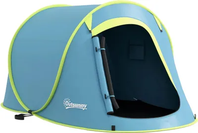 Obrázek produktu pro Rodinný stan – kempingový stan – 2 osoby – 1 spací kabina – nylon a 100 % polyester – 245 x 148 x 105 cm – modrý