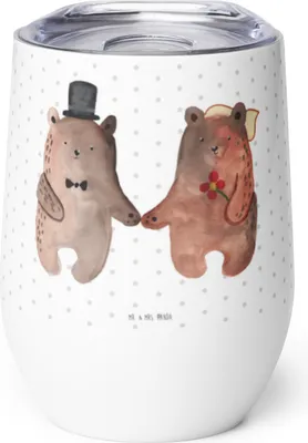 Produktbild von Mr. & Mrs. Panda thermosbecher Bär Heirat - Weiß - Geschenk, Teddy, glühwein tasse, Thermobecher, kaffee, Wein, Thermo Becher