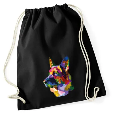 Produktbild von Huuraa Turnbeutel Deutscher Schäferhund Colorful 12 Liter Black Baumwolle Rucksack Geschenkidee