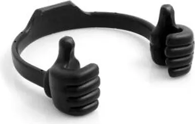 Produktbild von System-S Universal Tischständer Silikon Smartphone-Halter Handy Ständer Halter Halterung flexibel Daumen hoch für Smartphone und Tablet PC schwarz