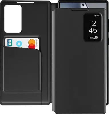 Image de Avizar, étui à fenêtre pour Samsung Galaxy S24 Ultra avec rabat pour carte, noir