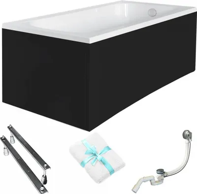 Produktbild von Aqua For You | Besco Continea Badewanne - 150x70cm - Acryl - Mit Verkleidung Und Füßen - Siphon Inklusive