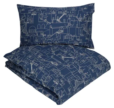 Baumwoll-Dekbedovertrek 250x205 cm, 2 Kissen 50x80 cm, blau
