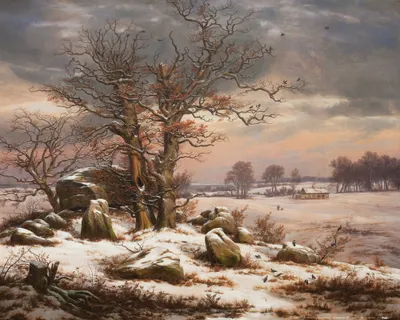 Produktbild von Johan Christian Dahl Kunstdruck Bild - Winterlandschaft Nahe Vordingborg, 1829 (40 x 50 cm)