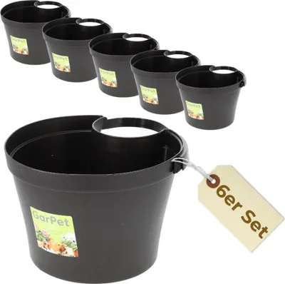 Produktbild von 6er Set Fallrohr Blumentopf Fallrohr Blumentopf für Regenrohr Regenrinne Säule Pfosten Abflussrohr Hängetopf Pflanztopf Pflanzgefäß Anthrazit 22x22x15 cm