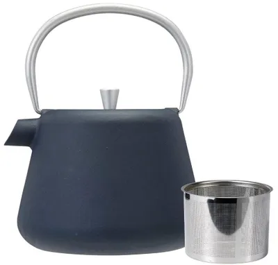 Produktbild von Cookinglife Teekanne Gusseisen 1 L - Edelstahlfilter für losen Tee - Grau