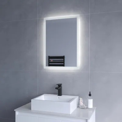 Produktbild von AQUABATOS LED Badspiegel 70x50 cm, Lichtspiegel dimmbar & Antibeschlag, 6400K kaltweiß