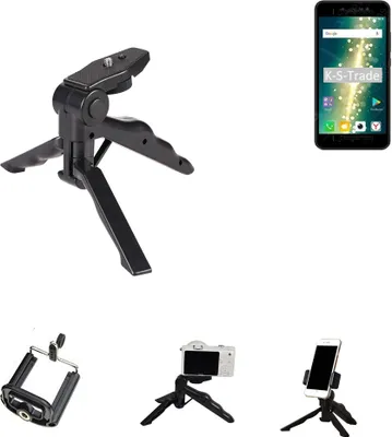 Produktbild von K-S-Trade Stativ Tisch-Ständer Dreibein Handy-Stativ Ständer kompatibel mit BQ Mobile BQ-5591 Jeans Mini-Stativ Smartphone Tripod Handy-Stativ aus