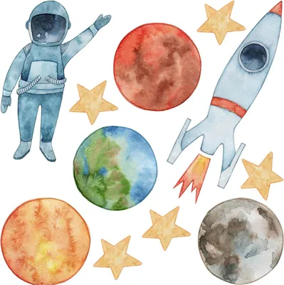 Obrázok produktu pre Astronaut Planéty – Nálepka na stenu – Detské nástenné obrázky – Dekorácia do detskej izby – Dekorácia izby – Tetovanie na stenu – 130x232 cm