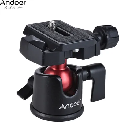 Obrázek produktu pro Andoer Mini kulová hlava Kulová hlava Stolní stativový adaptér Panoramatická fotografická hlava s rychloupínací destičkou pro bezzrcadlovky DSLR fotoaparáty Videokamery