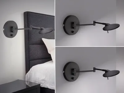 Produktbild von 2er SET Dimmbare LED Wandleuchten Schwarz Leselampe Nachttischlampe Wandmontage