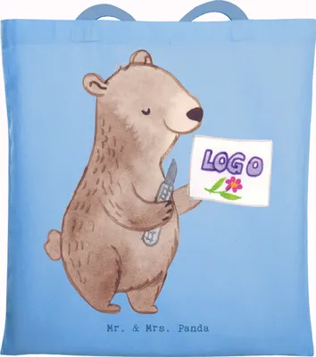 Produktbild von Mr. & Mrs. Panda Tote Bag Kaufmann für Marketingkommunikation Herz - Sky Blue - Geschenk, Beutel, Jutebeutel, Shopping Tasche, Stoffbeutel