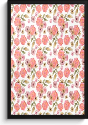 Produktbild von MuchoWow® MuchoWow® Gerahmtes Poster Blumen - Rosa - Muster 40x60 cm - Poster mit zchwarzem Bilderrahmen - Papierdruck - Wandbilder