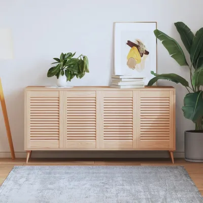 Image de The Living Store Portes d'armoire design à lamelles 4 pcs. 61,5x39,4 cm bois massif