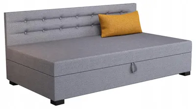 Produktbild von TAPCZANY24 - Boxspringbett Olaf mit Seite 113x195x42 cm mit Taschenfederkern Matratze, Bett mit Matratze, Polsterbett mit Bettkasten, Gepolstertes Einzel Bett, Schlafsofa - Grau