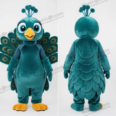 Produktbild von Türkis MASTICOT Samt Pfauen-Maskottchen